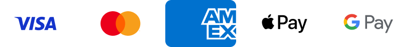 Accepted payment methods: Visa, Mastercard, American Express, Apple Pay, Google Pay